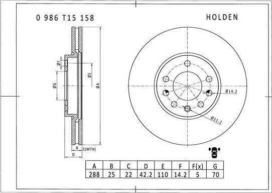 BOSCH 0 986 T15 158 - Disque de frein cwaw.fr