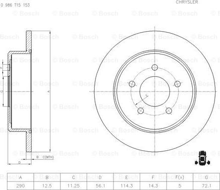 BOSCH 0 986 T15 153 - Disque de frein cwaw.fr