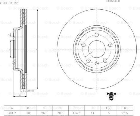 BOSCH 0 986 T15 152 - Disque de frein cwaw.fr