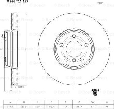 BOSCH 0 986 T15 157 - Disque de frein cwaw.fr