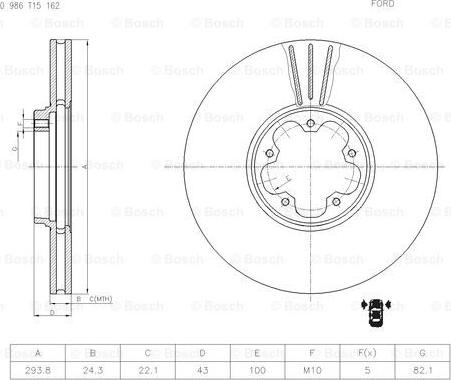 BOSCH 0 986 T15 162 - Disque de frein cwaw.fr