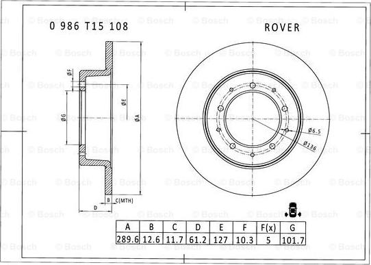 BOSCH 0 986 T15 108 - Disque de frein cwaw.fr