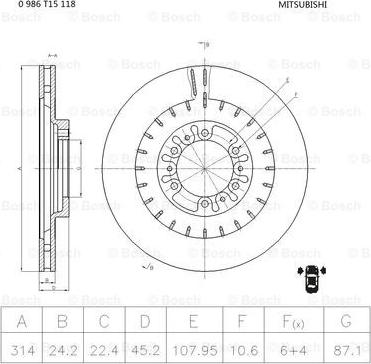 BOSCH 0 986 T15 118 - Disque de frein cwaw.fr