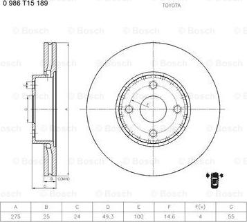 BOSCH 0 986 T15 189 - Disque de frein cwaw.fr