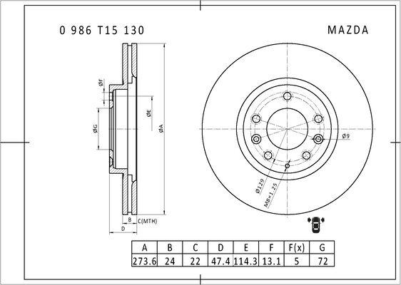 BOSCH 0 986 T15 130 - Disque de frein cwaw.fr