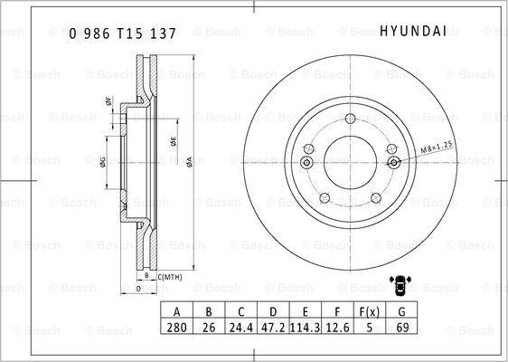 BOSCH 0 986 T15 137 - Disque de frein cwaw.fr