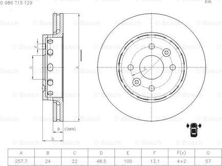 BOSCH 0 986 T15 129 - Disque de frein cwaw.fr