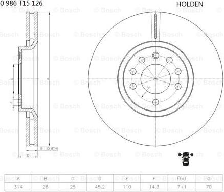 BOSCH 0 986 T15 126 - Disque de frein cwaw.fr