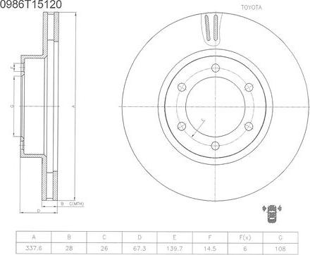 BOSCH 0 986 T15 120 - Disque de frein cwaw.fr