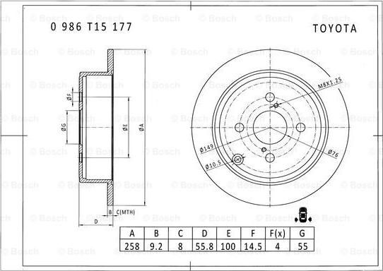 BOSCH 0 986 T15 177 - Disque de frein cwaw.fr