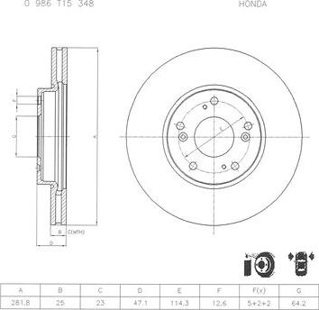 BOSCH 0 986 T15 348 - Disque de frein cwaw.fr