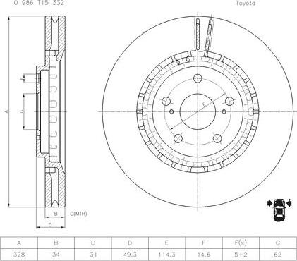 BOSCH 0 986 T15 332 - Disque de frein cwaw.fr