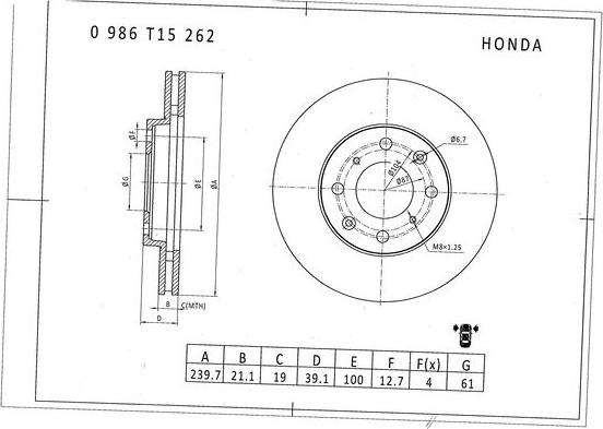 BOSCH 0 986 T15 262 - Disque de frein cwaw.fr