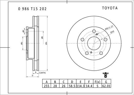 BOSCH 0 986 T15 202 - Disque de frein cwaw.fr