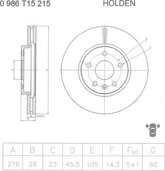 BOSCH 0 986 T15 215 - Disque de frein cwaw.fr