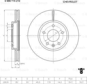 BOSCH 0 986 T15 210 - Disque de frein cwaw.fr