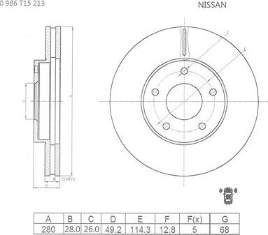 BOSCH 0 986 T15 213 - Disque de frein cwaw.fr