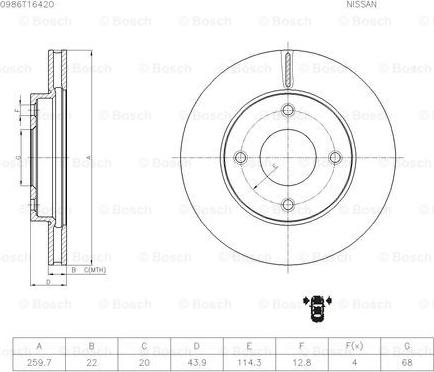 BOSCH 0 986 T16 420 - Disque de frein cwaw.fr