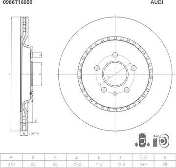 BOSCH 0 986 T16 009 - Disque de frein cwaw.fr