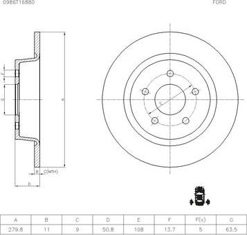 BOSCH 0 986 T16 880 - Disque de frein cwaw.fr