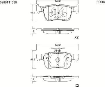 BOSCH 0 986 T11 338 - Kit de plaquettes de frein, frein à disque cwaw.fr