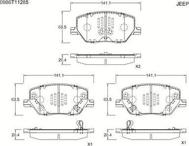 BOSCH 0 986 T11 285 - Kit de plaquettes de frein, frein à disque cwaw.fr