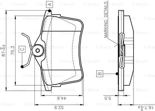 BOSCH 0 986 TB3 091 - Kit de plaquettes de frein, frein à disque cwaw.fr