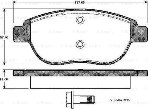 BOSCH 0 986 TB3 057 - Kit de plaquettes de frein, frein à disque cwaw.fr