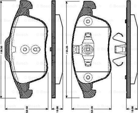 BOSCH 0 986 TB3 064 - Kit de plaquettes de frein, frein à disque cwaw.fr