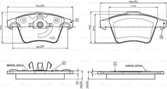 BOSCH 0 986 TB3 061 - Kit de plaquettes de frein, frein à disque cwaw.fr