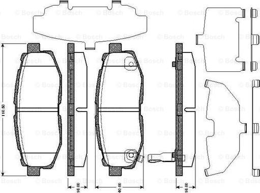 BOSCH 0 986 TB3 003 - Kit de plaquettes de frein, frein à disque cwaw.fr