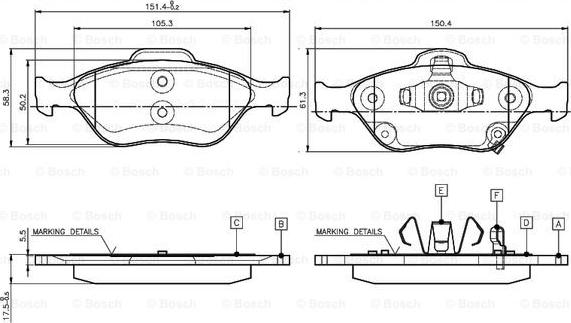 BOSCH 0 986 TB3 016 - Kit de plaquettes de frein, frein à disque cwaw.fr