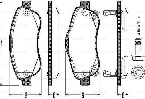 BOSCH 0 986 TB3 013 - Kit de plaquettes de frein, frein à disque cwaw.fr