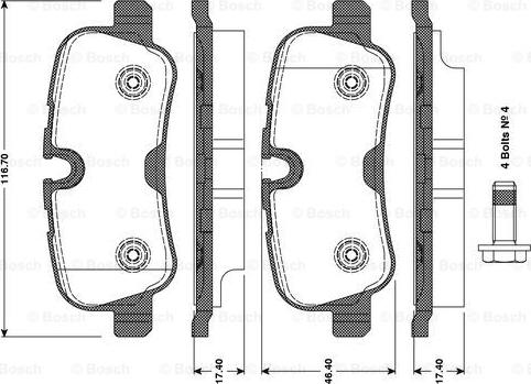 BOSCH 0 986 TB3 081 - Kit de plaquettes de frein, frein à disque cwaw.fr