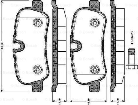 BOSCH 0 986 TB3 021 - Kit de plaquettes de frein, frein à disque cwaw.fr