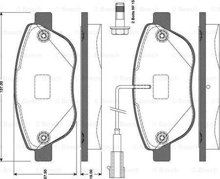 BOSCH 0 986 TB3 079 - Kit de plaquettes de frein, frein à disque cwaw.fr