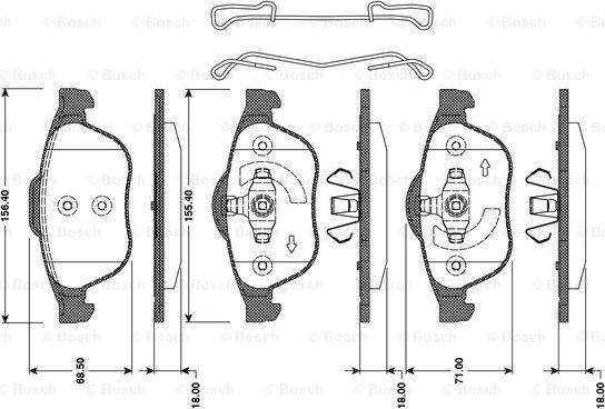 BOSCH 0 986 TB3 078 - Kit de plaquettes de frein, frein à disque cwaw.fr