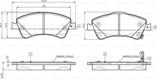 BOSCH 0 986 TB3 146 - Kit de plaquettes de frein, frein à disque cwaw.fr