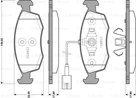 BOSCH 0 986 TB3 143 - Kit de plaquettes de frein, frein à disque cwaw.fr