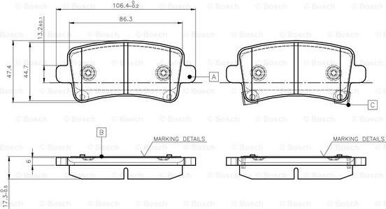 BOSCH 0 986 TB3 106 - Kit de plaquettes de frein, frein à disque cwaw.fr