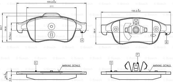 BOSCH 0 986 TB3 116 - Kit de plaquettes de frein, frein à disque cwaw.fr