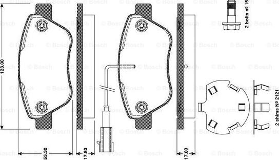 BOSCH 0 986 TB3 111 - Kit de plaquettes de frein, frein à disque cwaw.fr