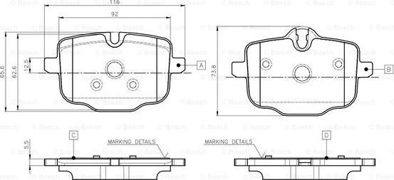 BOSCH 0 986 TB3 135 - Kit de plaquettes de frein, frein à disque cwaw.fr