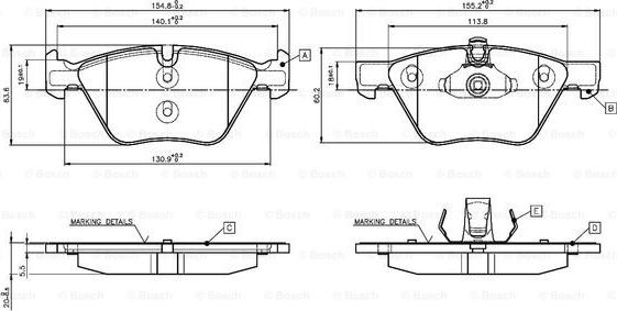 BOSCH 0 986 TB3 136 - Kit de plaquettes de frein, frein à disque cwaw.fr