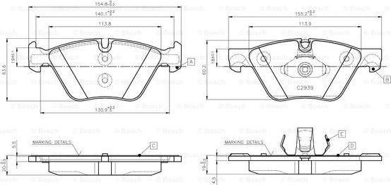 BOSCH 0 986 TB3 138 - Kit de plaquettes de frein, frein à disque cwaw.fr