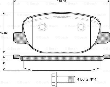 BOSCH 0 986 TB3 122 - Kit de plaquettes de frein, frein à disque cwaw.fr