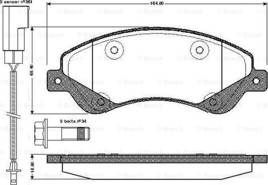 BOSCH 0 986 TB2 952 - Kit de plaquettes de frein, frein à disque cwaw.fr