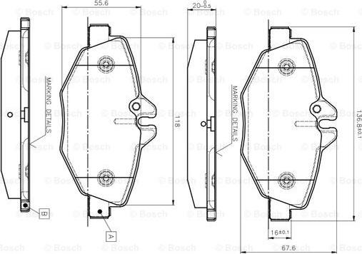 BOSCH 0 986 TB2 450 - Kit de plaquettes de frein, frein à disque cwaw.fr