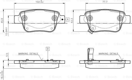 BOSCH 0 986 TB2 464 - Kit de plaquettes de frein, frein à disque cwaw.fr