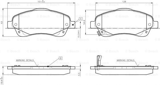 BOSCH 0 986 TB2 463 - Kit de plaquettes de frein, frein à disque cwaw.fr